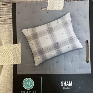 Martha Stewart Collection Tufted
Plaid Quilted Standard Sham,
20x26, Grey